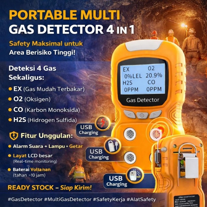 Portable Multi Gas Detector 4 in 1 EX O2 CO H2S